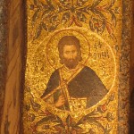 circular byzantine mosaic of saint, chora church