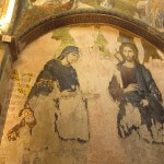mosaic of Mary and Joseph in need of repair